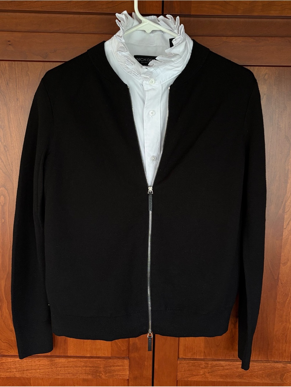 Lafayette 148 Wmn’s Black Cardigan. Double zip. Luxury, classic. Wool blend. XS